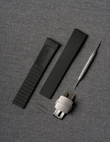 Black FKM rubber watch strap