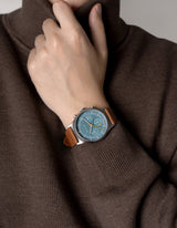 Brown Solar chronograph leather strap watches