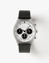 Black Solar chronograph leather strap watches