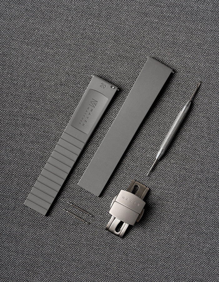 Gray FKM rubber watch strap