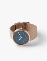 STORM CLOUD CAMEL 40MM + NAVY LEATHER STRAP SET (ROSE GOLD)