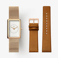 CLUB MESH 18MM + BROWN LEATHER STRAP SET