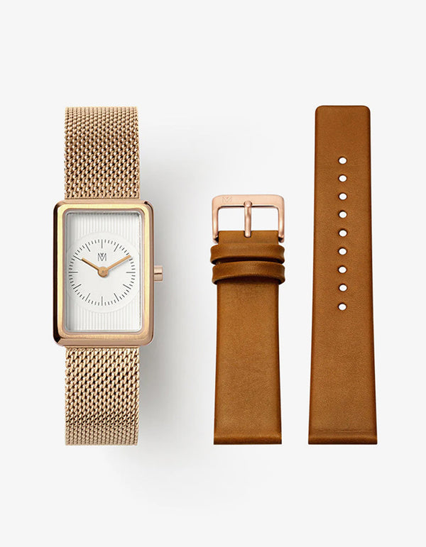 CLUB MESH 18MM + BROWN LEATHER STRAP SET