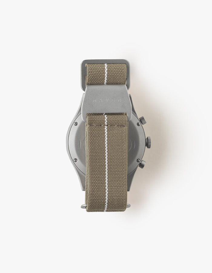 MUS SOLAR C-01 NATURAL 40MM + KHAKI PARACHUTE STRAP SET