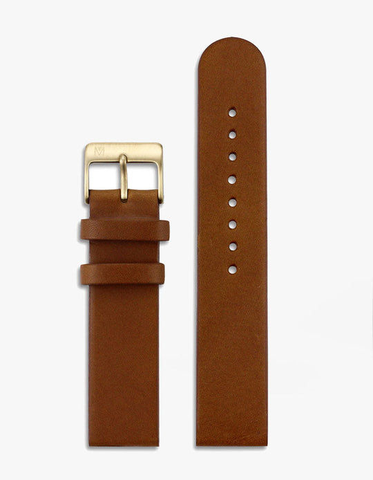 16mm Brown Leather Strap (Gold)