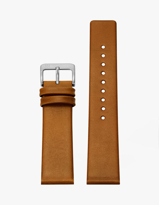 14mm Deco Brown Leather Strap (Silver)
